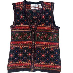 Vintage Portraits by Northen Isles hand embroidered sweater vest size small